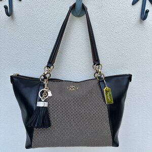 Coach/ Legacy Jacquard AVA Tote Bag F57246/ Black Leather w Gold Hardware/ NWOT